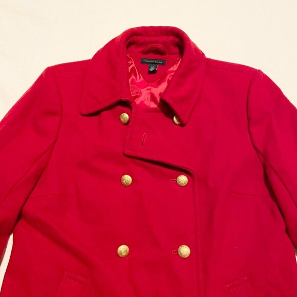 Tommy Hilfiger Red Woold Blend Peacoat Jacket Womens Large - Picture 2 of 16